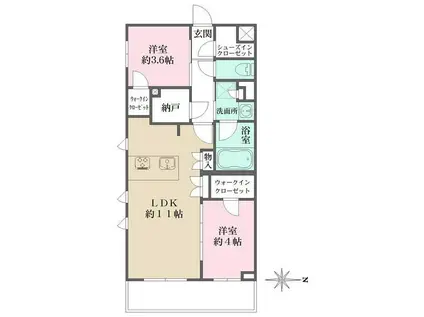 ラペルラ自由が丘2(2LDK/3階)の間取り写真
