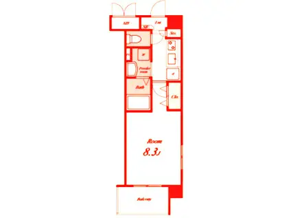 シャ ミニオン(1K/3階)の間取り写真