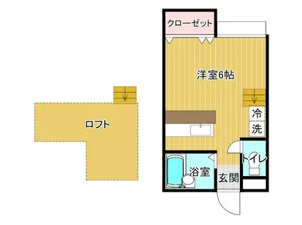レイクスカイ(ワンルーム/2階)の間取り写真