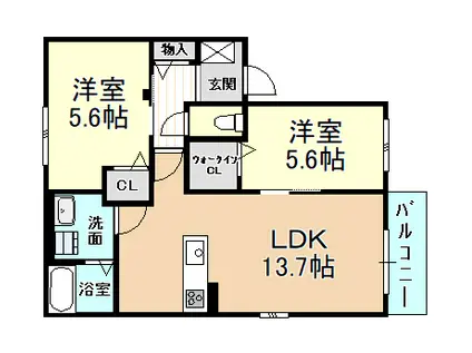 シャルムメゾン法善寺(2LDK/1階)の間取り写真