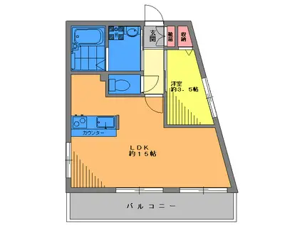 グレイス横浜新子安(1LDK/2階)の間取り写真