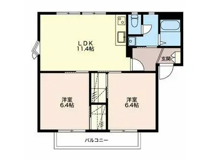 クレストアベニューA棟(2LDK/2階)の間取り写真