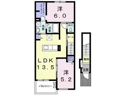 レスポワール湯の坂(2LDK/2階)の間取り写真