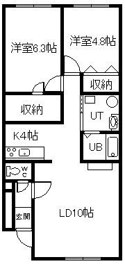 ATEENA永山(2LDK/2階)の間取り写真