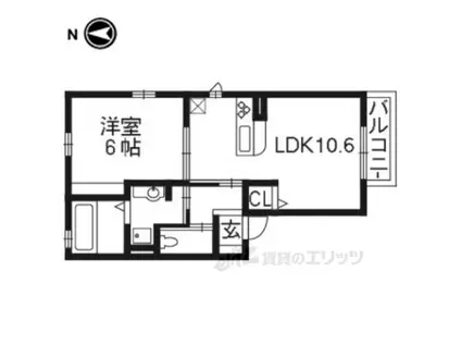 コンフォート西京極(1LDK/2階)の間取り写真