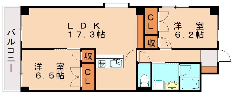 第五加来ビル(2LDK/4階)の間取り写真