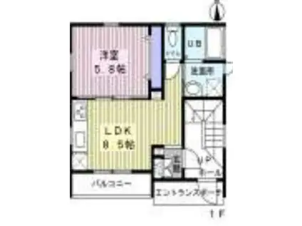 カーサ・ソラーレ(1LDK/1階)の間取り写真