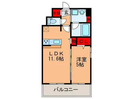 エスペランサ東洋(1LDK/4階)の間取り写真