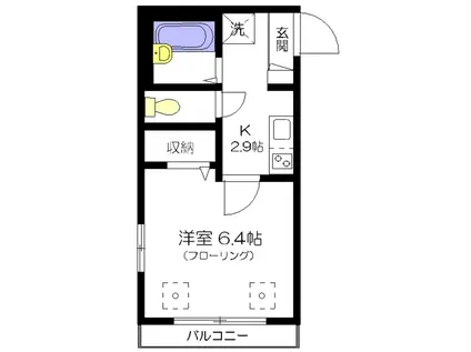 ヴァンベール新中野(1K/3階)の間取り写真