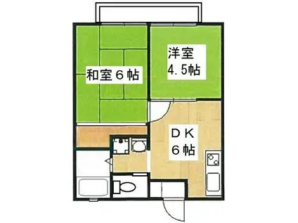 マリンハイツ浜見台(2DK/2階)の間取り写真