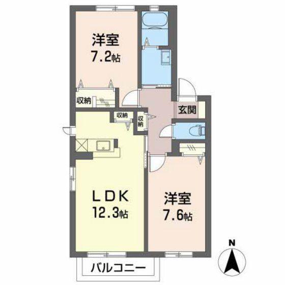 ロゴス・フラーゼ(2LDK/1階)の間取り写真