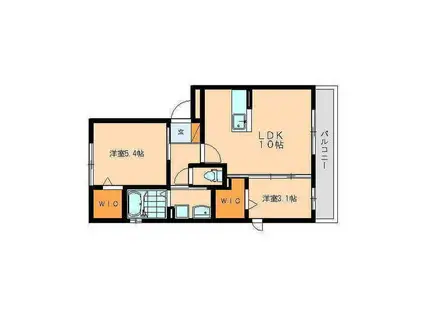 ディアコート(2LDK/3階)の間取り写真