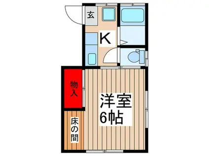 シエスタII(1K/2階)の間取り写真