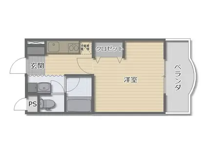 ドリームパレス荒楯(1K/2階)の間取り写真