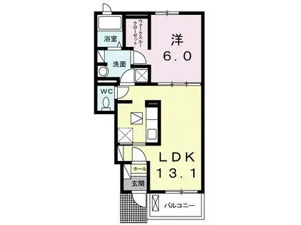 ラ・カーサ(1LDK/1階)の間取り写真