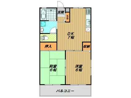 ハイツリサ(2DK/2階)の間取り写真