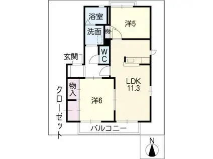 ヴィヴァルディ大高II(2LDK/1階)の間取り写真