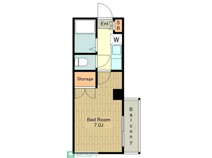 グリーンアベニュー(1K/4階)の間取り写真