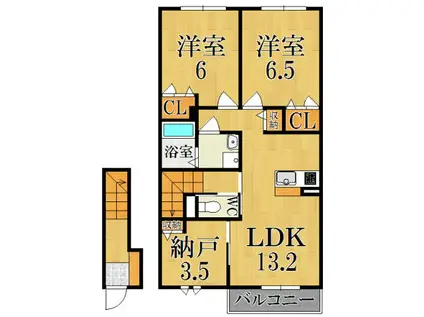 シャーメゾン田原本 A(2SLDK/2階)の間取り写真