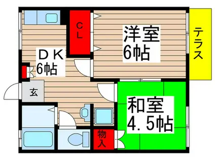 ハイツ大木(2DK/1階)の間取り写真