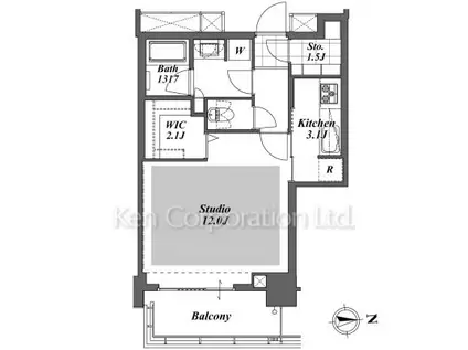 BRILLIA IST TOWER 勝どき(1K/22階)の間取り写真