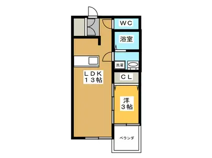 ショール コート(1LDK/1階)の間取り写真