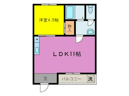 森山ハイツ(1LDK/1階)の間取り写真
