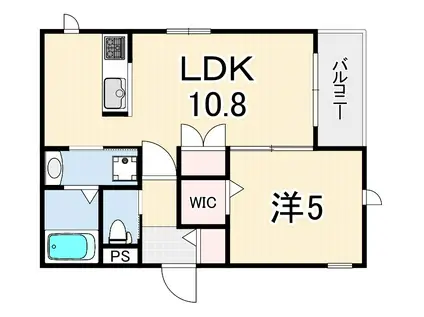 NEST武庫之荘(1LDK/2階)の間取り写真