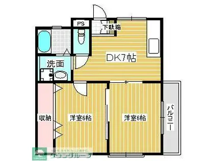 吉原ハイツ(2DK/3階)の間取り写真