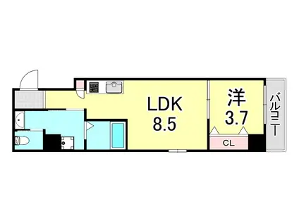 E-BONHEUR尼崎(1LDK/7階)の間取り写真