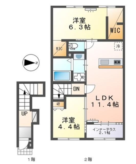 沼津市東椎路アパート(2LDK/1階)の間取り写真