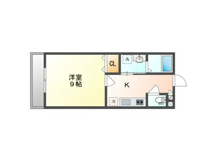 アーバンテラス東岡山II(1K/1階)の間取り写真