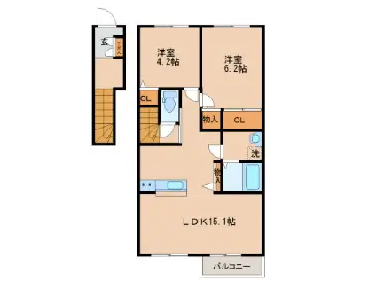 アザレア梅満(2LDK/2階)の間取り写真