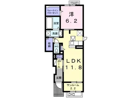 モデルヌ(1LDK/1階)の間取り写真
