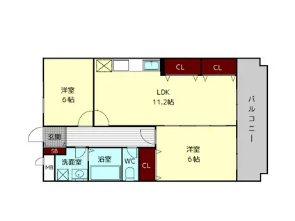 エスポワールC(3DK/1階)の間取り写真