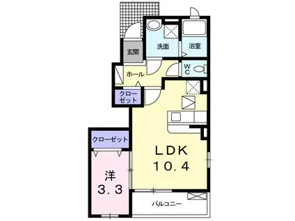 キウイ東(1LDK/1階)の間取り写真