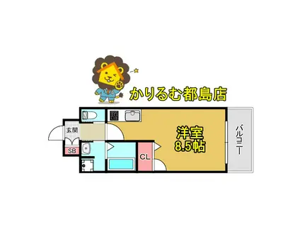 マリス京橋アムス(1K/7階)の間取り写真