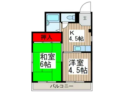 ハイツヒロ(2K/1階)の間取り写真