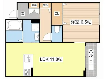 シャーメゾン ピュアワン(1LDK/2階)の間取り写真
