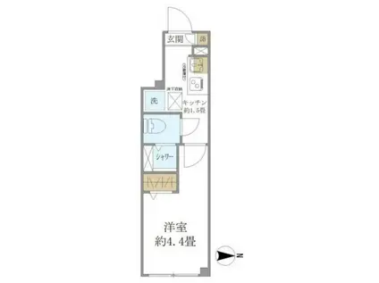 ヒルサイドプレイス(1K/1階)の間取り写真