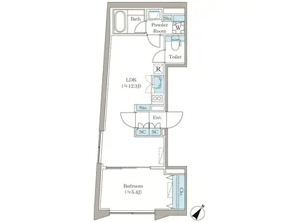 アローズ茗荷谷(1LDK/4階)の間取り写真