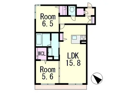 GARDEN COURT 和(2LDK/2階)の間取り写真