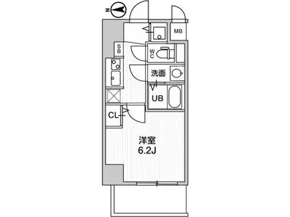 LA DOUCEUR江坂II(1K/6階)の間取り写真