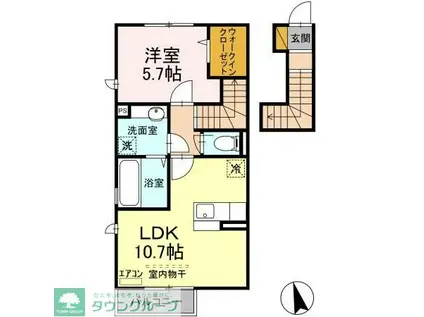 ミルグレーヌB(1LDK/2階)の間取り写真