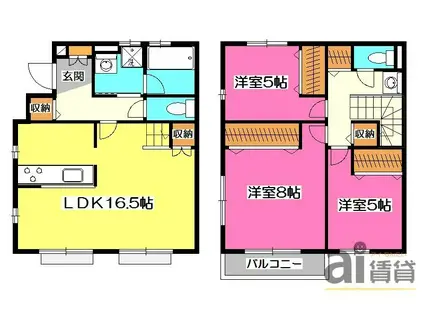 SHUKURA新秋津(3LDK/2階)の間取り写真