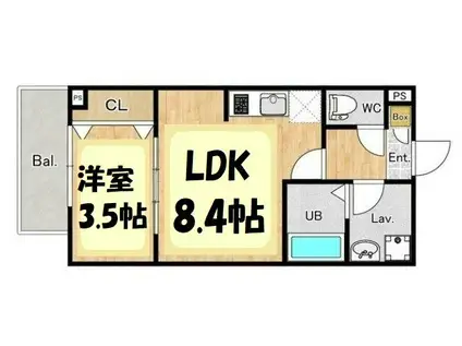 ジーメゾン春日部千間(1LDK/2階)の間取り写真