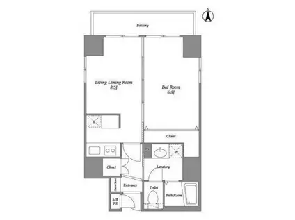 メトロステージ中目黒I(1LDK/6階)の間取り写真
