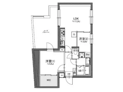 北千束2丁目M(2LDK/4階)の間取り写真