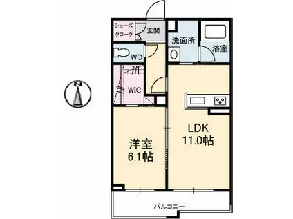 シャーメゾンプライム(1LDK/3階)の間取り写真