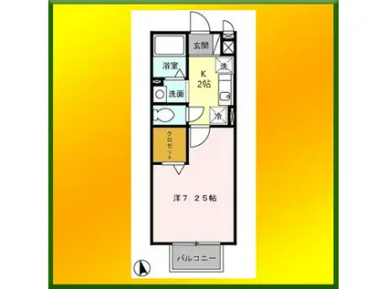 エスポワール(1K/1階)の間取り写真